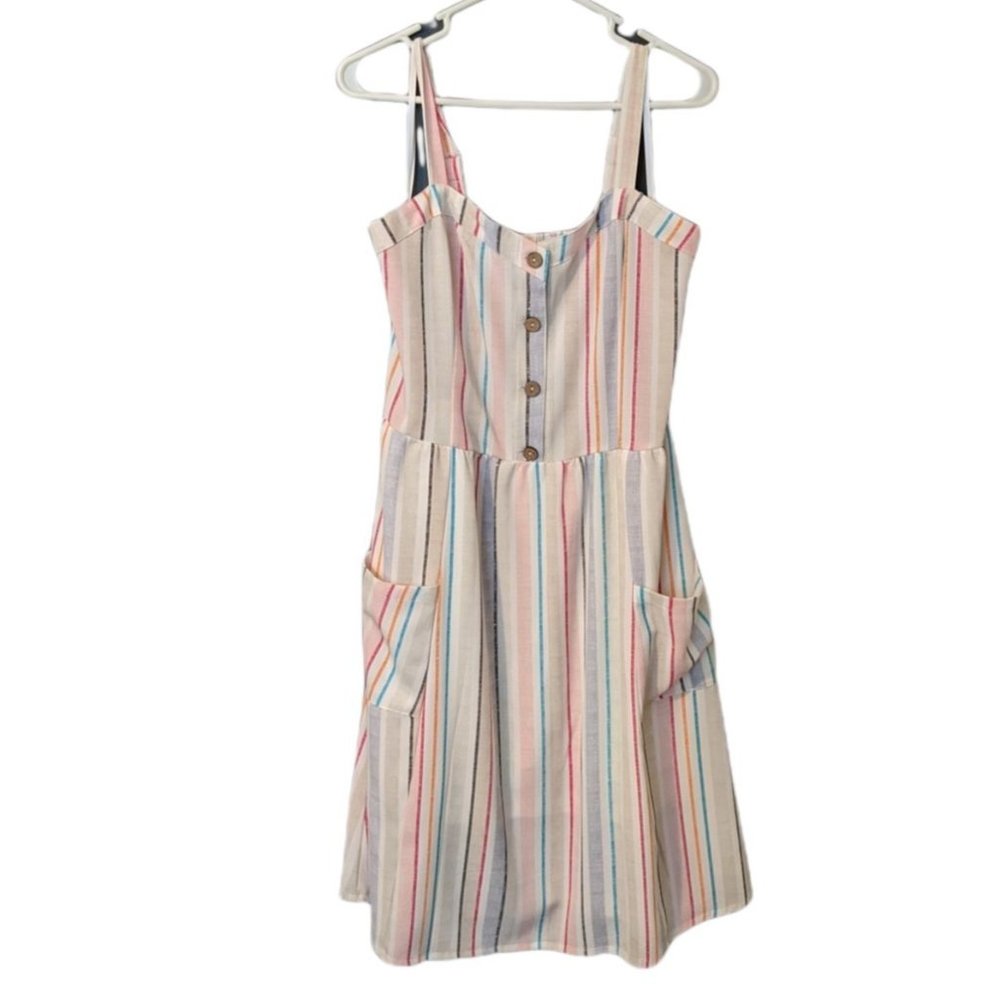 Kit & Sky Striped Button Front Dress - Large